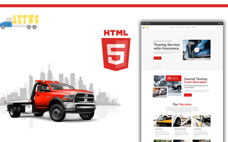 Autow - HTML-Website-Vorlage zum automatischen Abschleppen