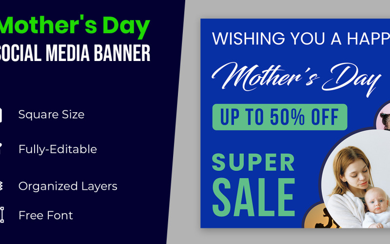 Diseño de banner de feliz día de las madres