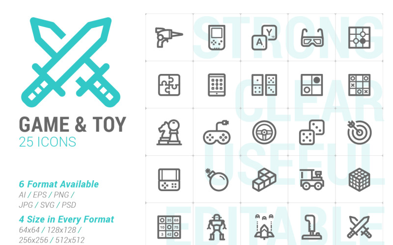 Game & Toy Mini Iconset-sjabloon