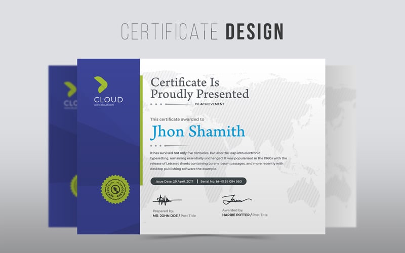 Jhon Shamith - czysty szablon certyfikatu