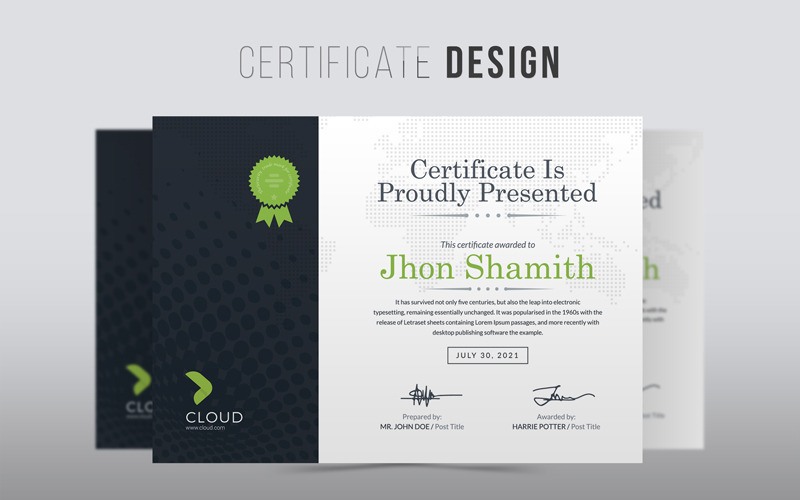 Jhon Shamith - Modèle de certificat PSD