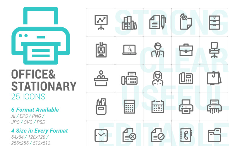 Офісні та стаціонарні міні-набір іконок