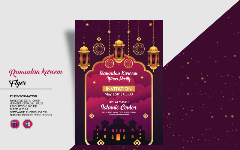 Ramadan Kareen Iftar esemény szórólap vállalati azonosító sablon