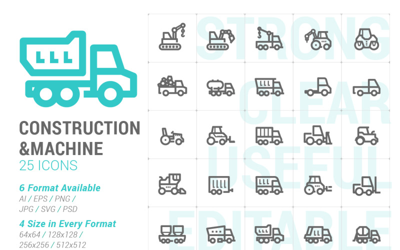 Šablona Mini Iconset Construction & Machine