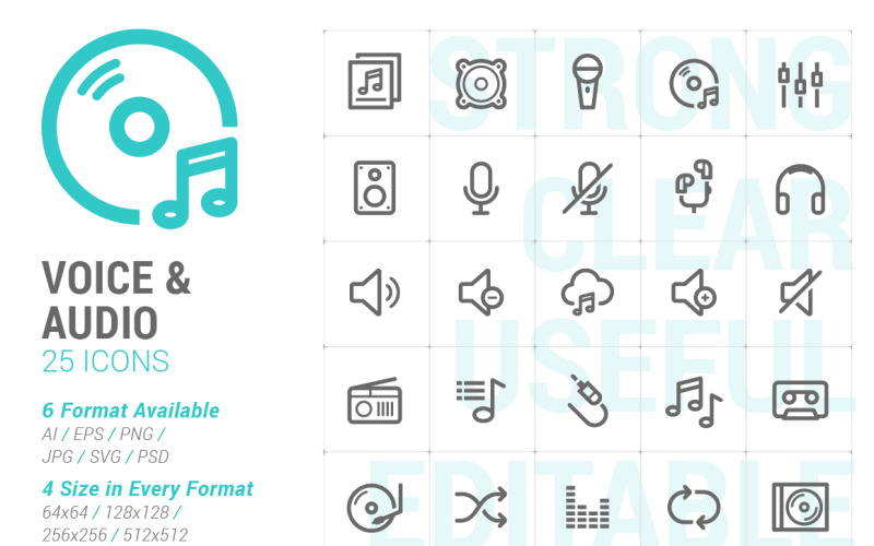Šablona Mini Iconset pro hlas a zvuk