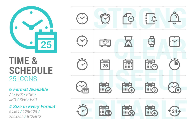 Time & Schedule Mini Iconset şablonu