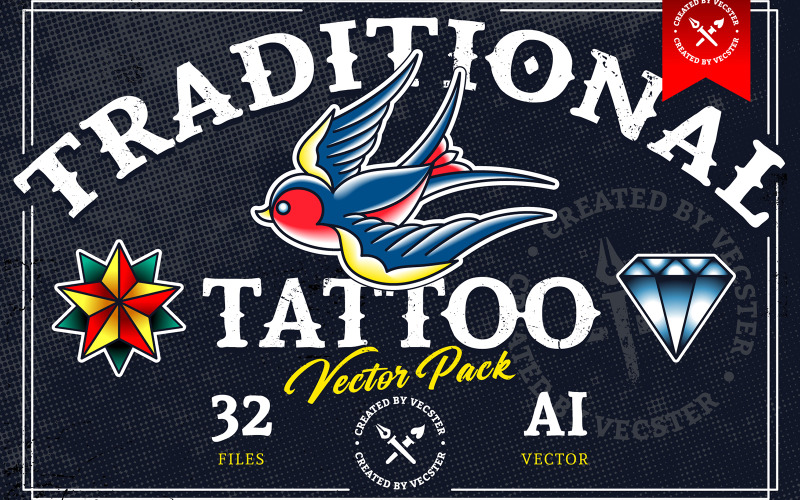 Traditioneel Tattoo Vector Pack