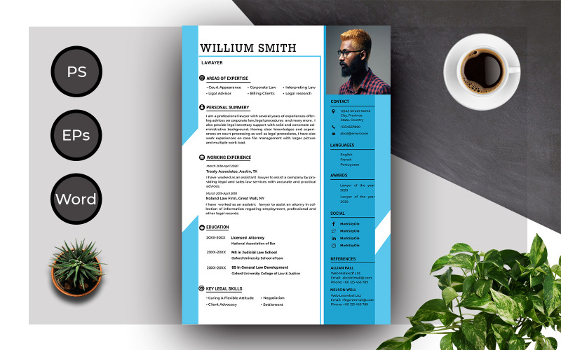 Kompletny szablon CV życiorysu zawodowego i kreatywnego CV prawnika