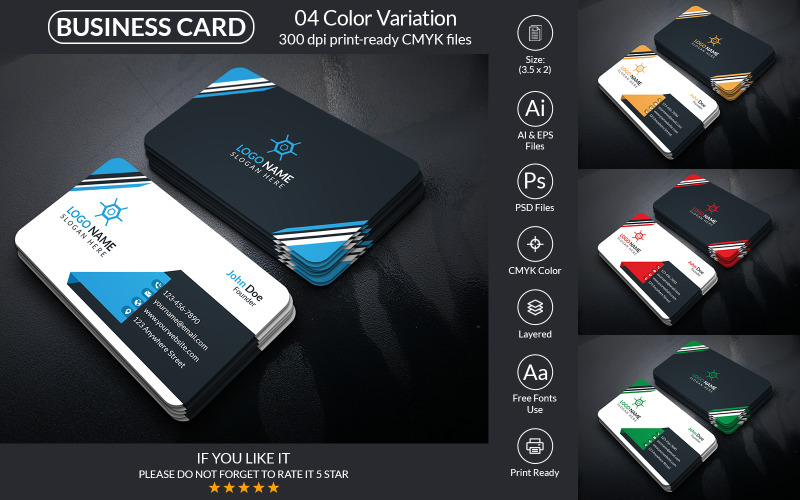 Корпоративный шаблон дизайна визитной карточки