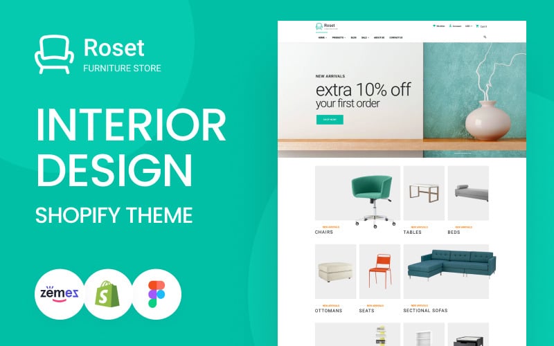 Roset - Адаптивная тема Shopify для мебели и дизайна интерьера