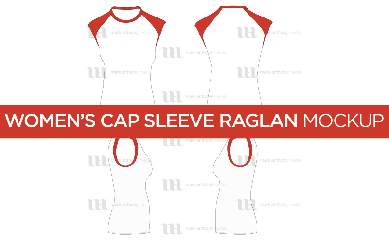 Camisa de manga corta / sin mangas raglán para mujer - Plantilla de maqueta vectorial