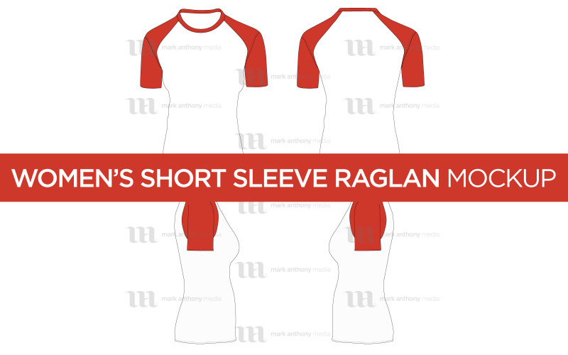 Camisa de manga curta feminina raglan - modelo de maquete vetorial