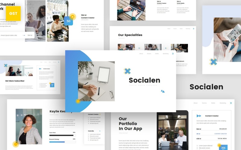 Socialen - Google Slides-Vorlage für Social Media Marketing