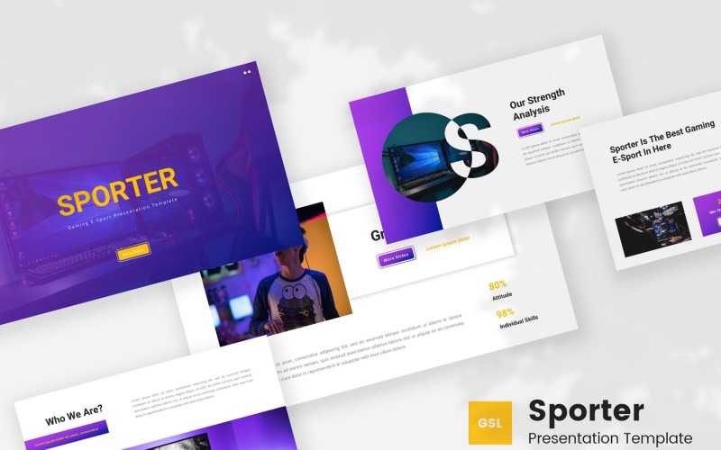 Sporter - Gaming Esport Google Slides-Vorlage