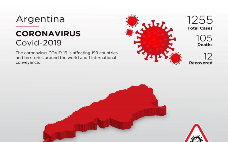 Antigua och Barbuda drabbade land 3D-karta över Coronavirus mall för företagsidentitet
