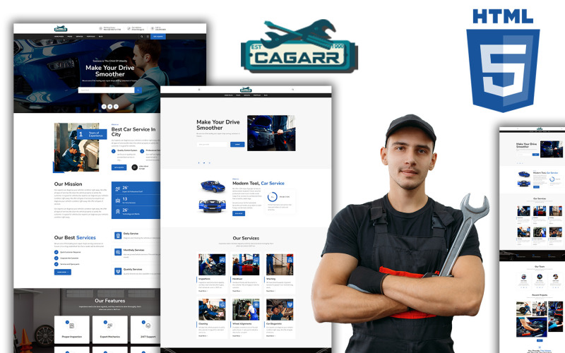 Cagarr - Minimal Garage Workshop HTML-webbplatsmall