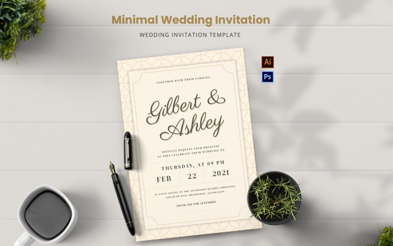 Convite de casamento mínimo