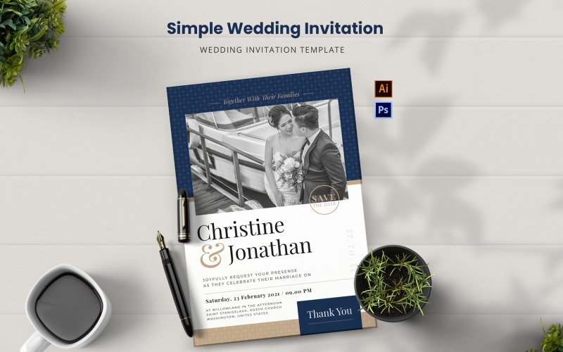 Enkel inbjudan för bröllopinbjudan