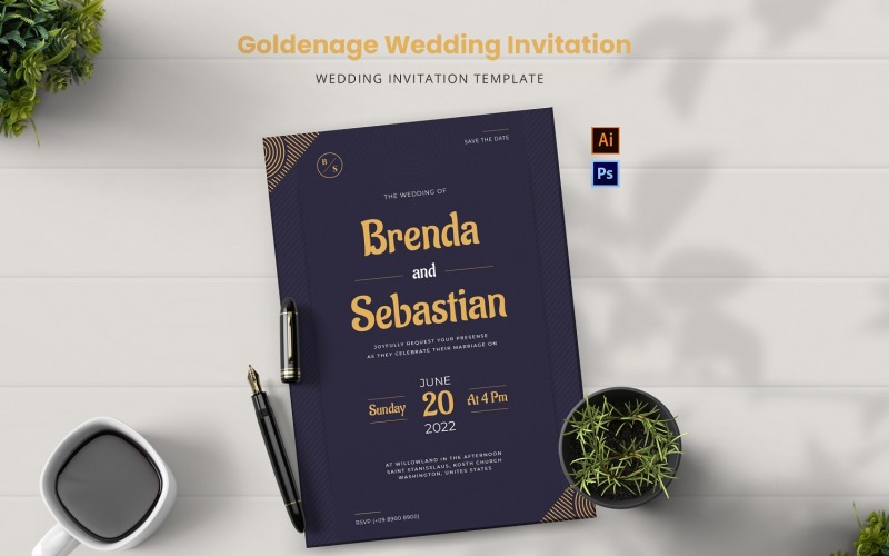 Goldenage bröllopsinbjudan