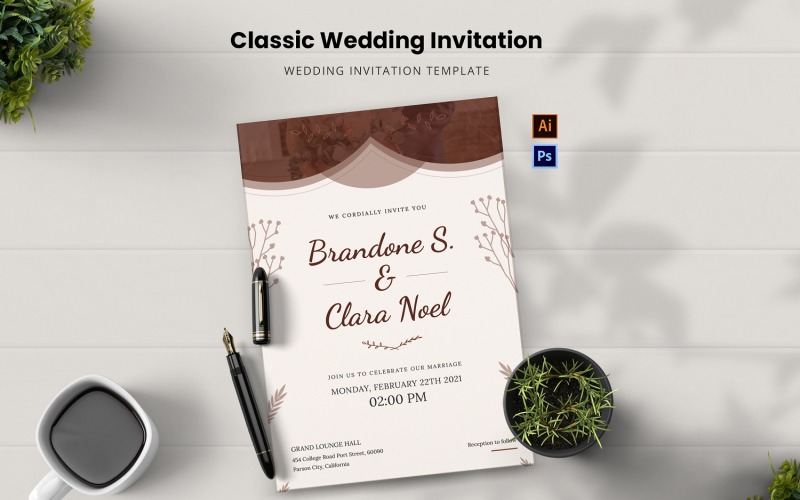 Klassisk bröllopsinbjudan mall för företagsidentitet