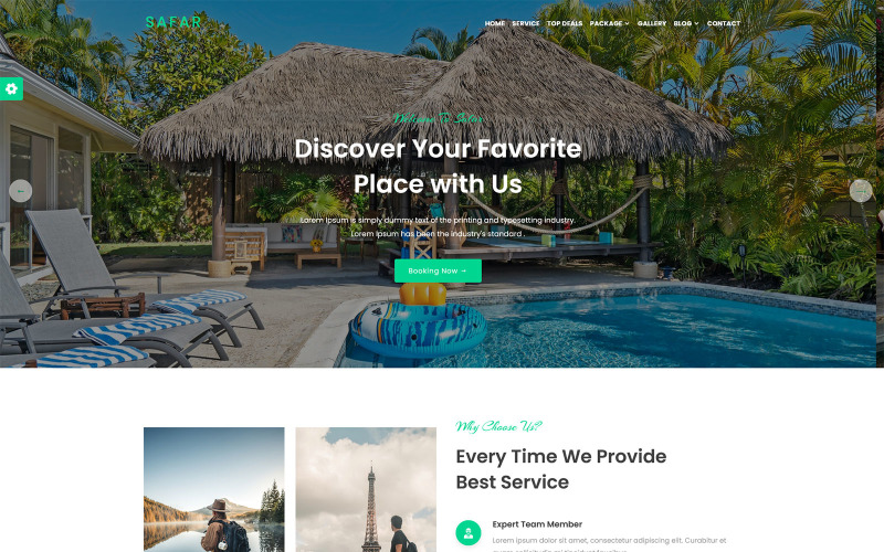 Safar - Modèle de page de destination pour les agences de voyages et de voyages