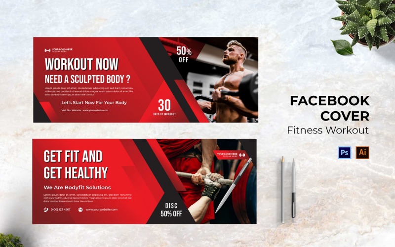 Fitness Workout Facebook Cover Social Media