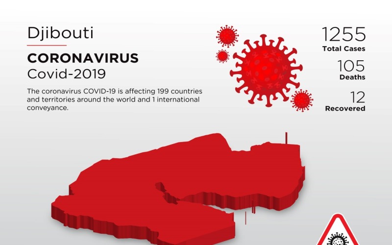 Gibuti Paese interessato Mappa 3D del modello di identità aziendale del Coronavirus
