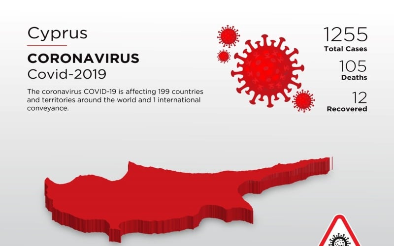 Mappa 3D del paese colpito da Cipro del modello di identità aziendale del Coronavirus