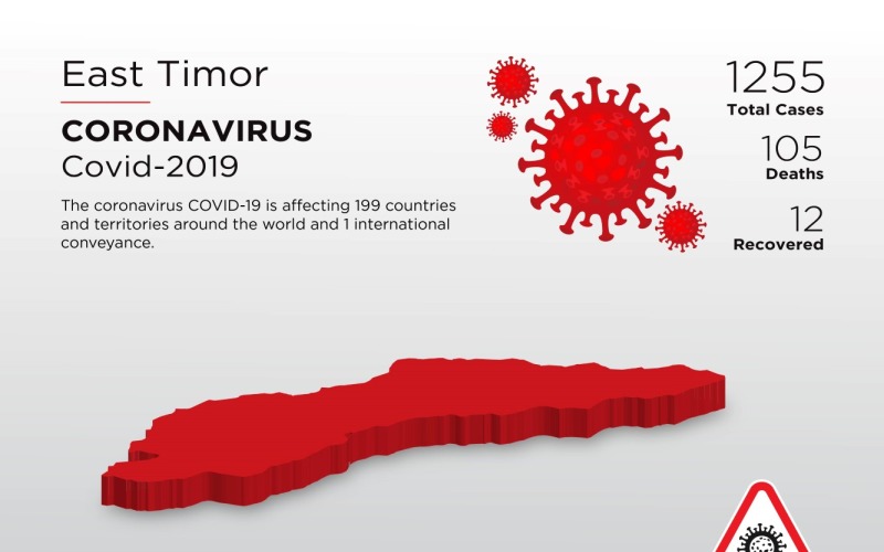 Mappa 3D del paese colpito da Timor orientale del modello di identità aziendale del coronavirus