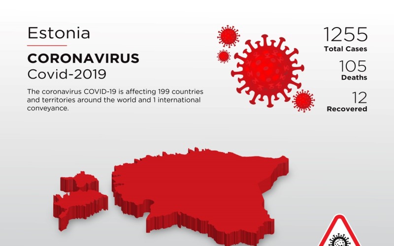 Mappa 3D del paese interessato dall'Estonia del modello di identità aziendale del coronavirus