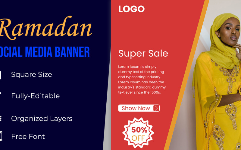 Рамадан Продаж соціальних медіа Шаблон публікації банерів Оголошення