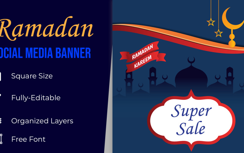 Bannière de vente de célébration du ramadan doré