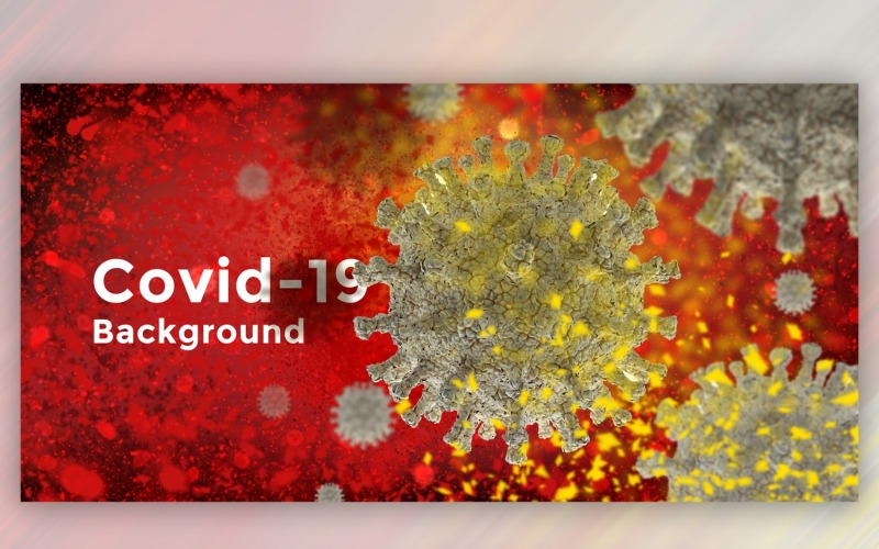 Coronaviruscel in microscopische weergave in rode kleur Banner afbeelding