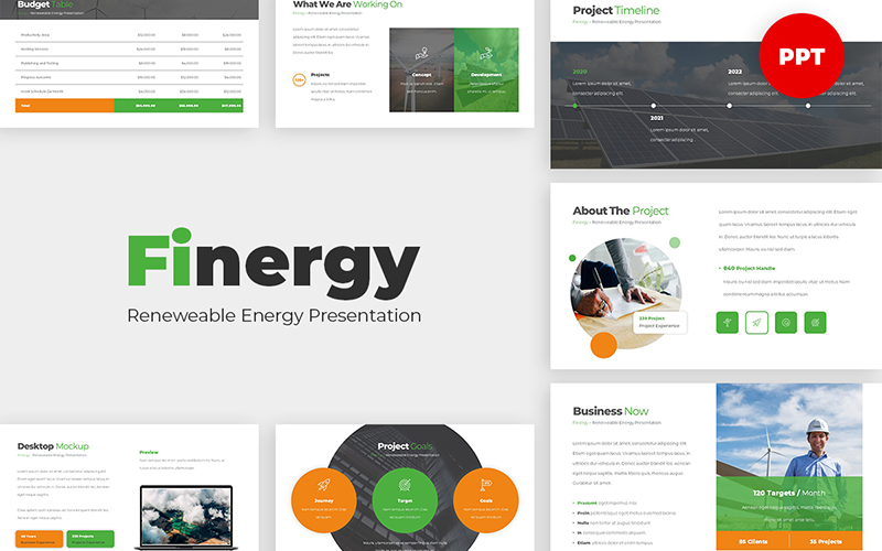 Finergy - Yenilenebilir Enerji PowerPoint sunum şablonları