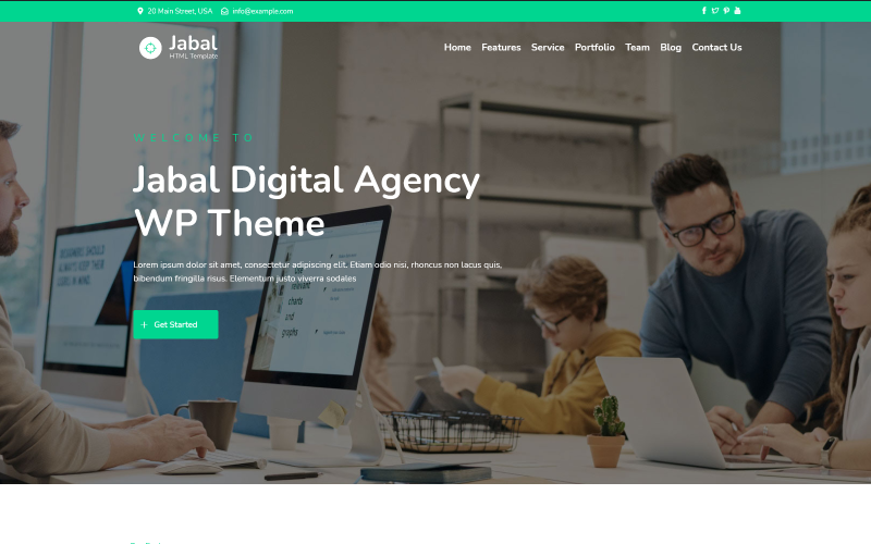 Jabal - Digital Agency Eén pagina WordPress-thema