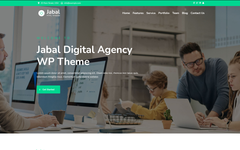 Jabal - Digitální agentura Jednostránkový WordPress motiv