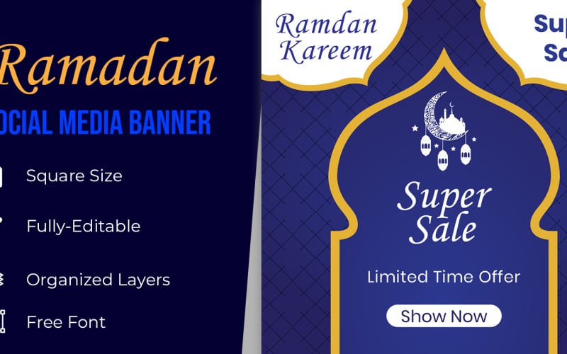 Ramadan Holiday Celebration Sale Social Media Banner