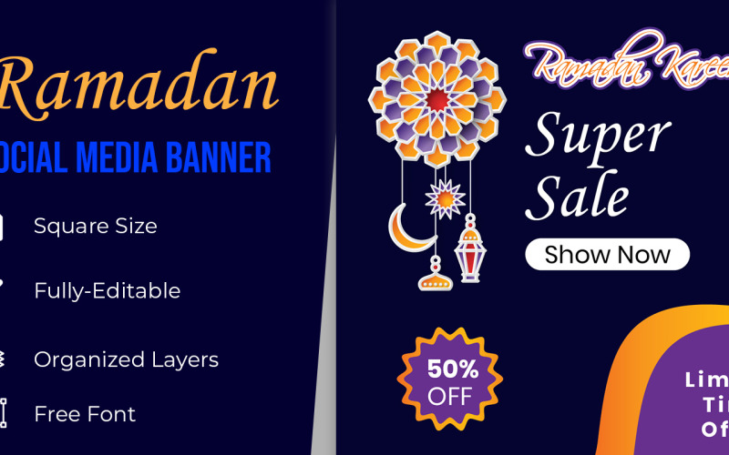 Рамадан Исламский праздник Распродажа Баннер в социальных сетях