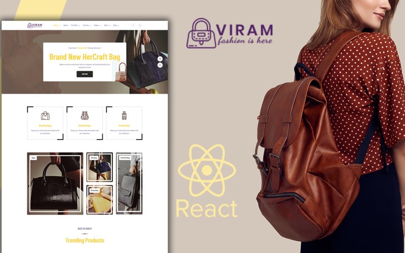 Viram - шаблон веб-сайта Bag Shop React