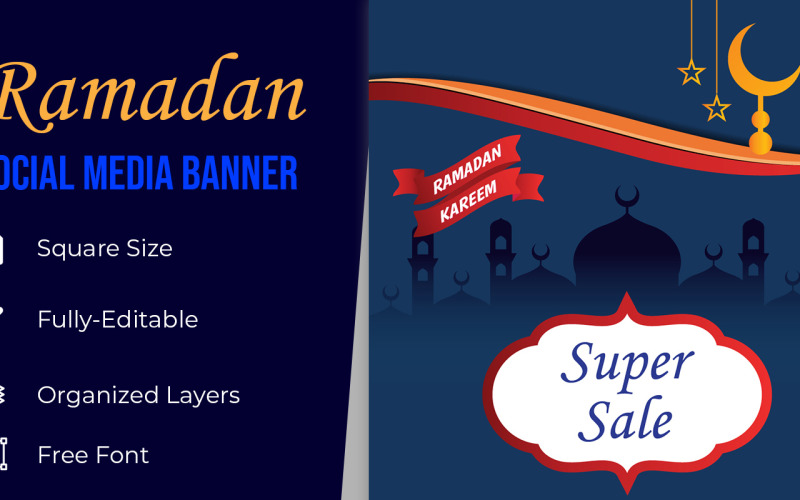 Золотой баннер продажи празднования Рамадана