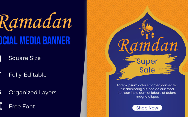 Баннер в социальных сетях по случаю традиционного празднования Рамадана