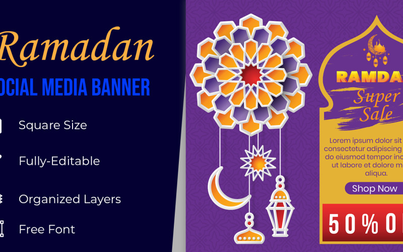 Bannière de vecteur de vente de célébration du ramadan