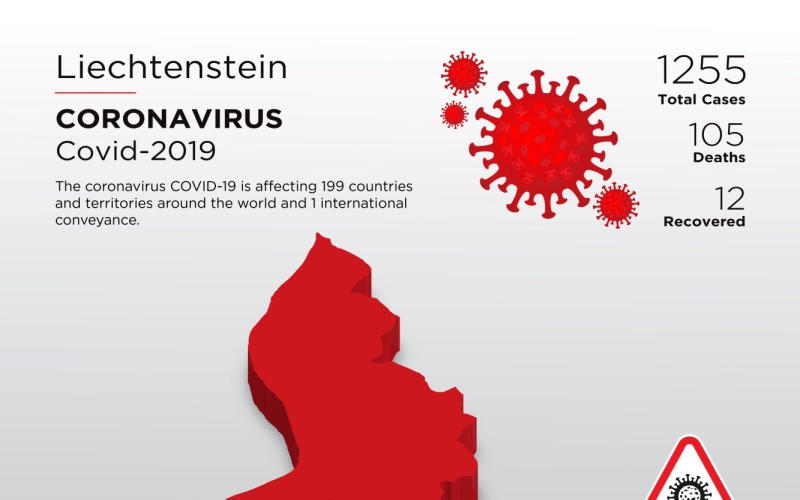 Betrokken land Liechtenstein 3D-kaart van coronavirus huisstijlsjabloon