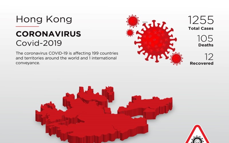 Hong Kong Affected Country 3D Map of Coronavirus Corporate Identity Template
