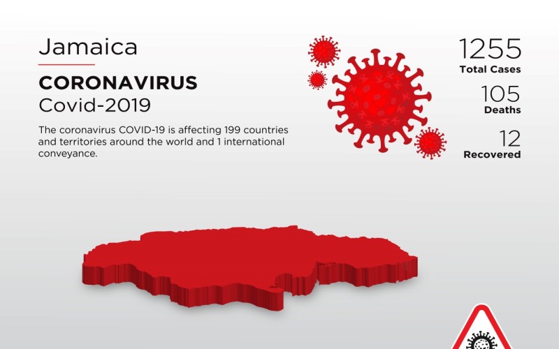 Mapa 3D kraju dotkniętego chorobą Jamajki szablonu tożsamości korporacyjnej koronawirusa