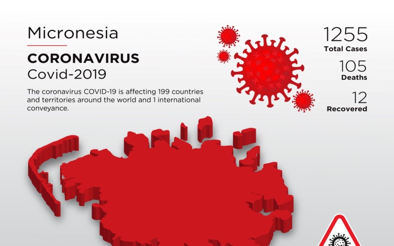 Mapa 3D kraju dotkniętego chorobą w Mikronezji szablon tożsamości korporacyjnej koronawirusa
