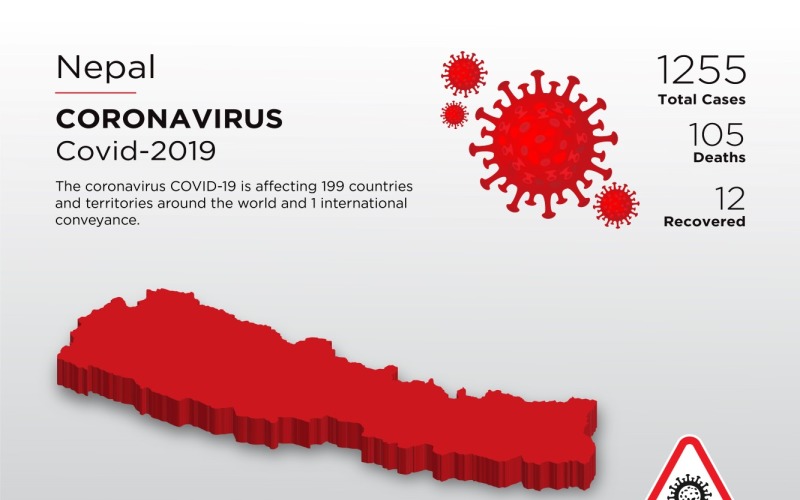 Mappa 3D del paese colpito dal Nepal del modello di identità aziendale del Coronavirus