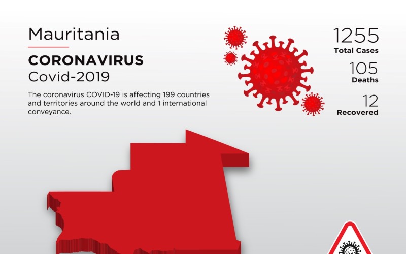 Mappa 3D del paese interessato dalla Mauritania del modello di identità aziendale del Coronavirus