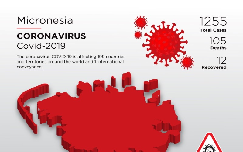 Mappa 3D del paese interessato dalla Micronesia del modello di identità aziendale del Coronavirus