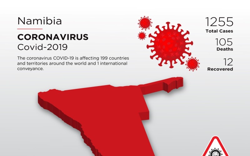 Mappa 3D del paese interessato dalla Namibia del modello di identità aziendale del Coronavirus